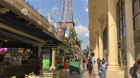 Model of the Eiffel Tower in the shopping mall  in Israel Stock Footage 238829778