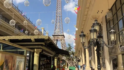 Model of the Eiffel Tower in the shopping mall  in Israel Stock Footage 238829779