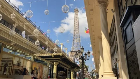 Model of the Eiffel Tower in the shopping mall  in Israel Stock Footage 238829782
