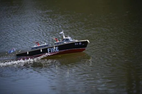 Model fire boat Stock-Fotos