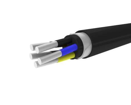 Model of five-core aluminum cable in rubber braid on a white isolated backgro Stock Illustration