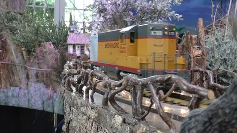 Model freight train 4K Stock Footage 93657681