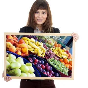 Model with fruits Stock Photos