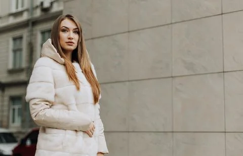 Model in a fur coat Stock Photos