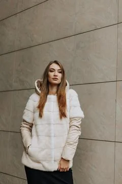 Model in a fur coat Stock Photos