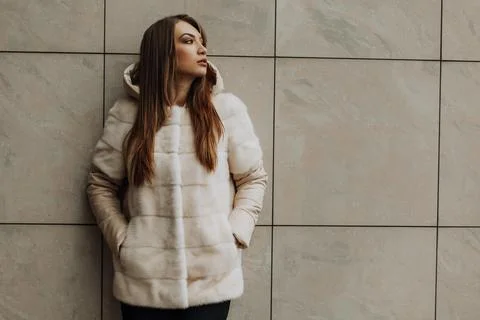 Model in a fur coat Stock Photos