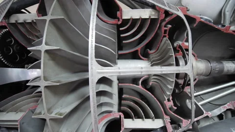Model Of Gas Turbine Engine Of Plane In Cross Section Stock Footage 296555674