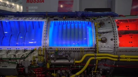 Model Of Gas Turbine Engine Planes In The Section Stock Footage 90635015