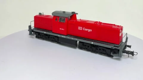 Model of German DB Cargo red diesel shunter freight locomotive Video stock 332396435
