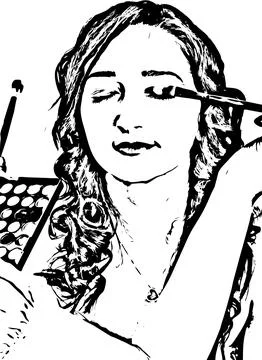 Model getting eyeshadow make up Sketch vector Stock Illustration