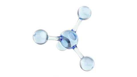 Model of a glass methane molecule. Abstract molecular shape on a white. Stock Footage 252853578