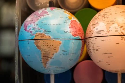 Model globes of planet eart.  Preservation of the environment. Stock Photos