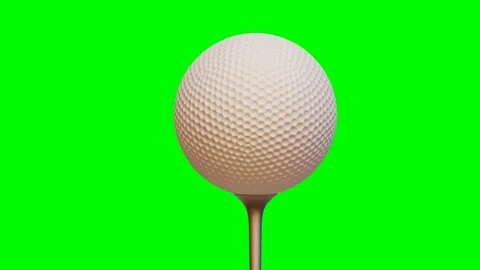 Model of golf ball rotating on stand on green background. 3d render looped anima Video stock 312736056
