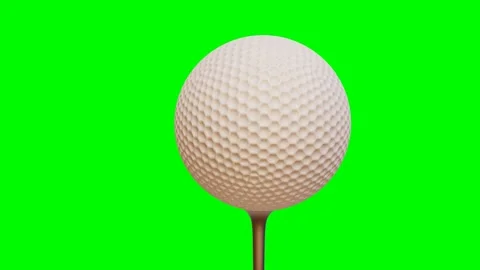 Model of golf ball rotating on stand on green background. 3d render looped anima Video stock 312736057