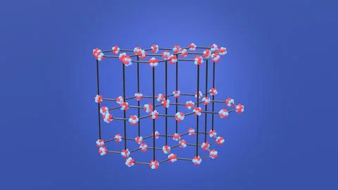 Model of graphite crystal lattice 3d illustration Illustrazione stock