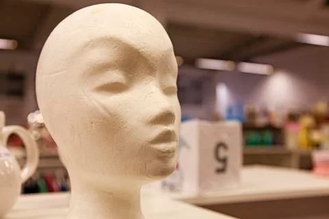 A model head of frigolite found on the flea marke Stock Photos