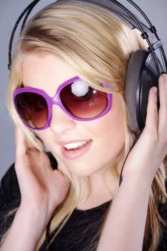 Model with headphones Stock Photos