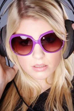 Model with headphones Stock-Fotos