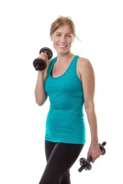 Model holding dumbells Foto stock