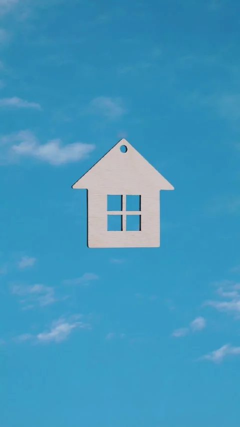 Model of a house against the sky Video stock 314787182