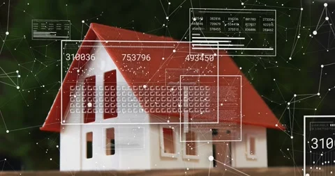 Model house appearing, overlay sliding, data updating, panels overlapping Stock Footage 330470048