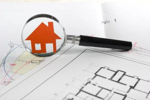 Model house, construction plan for house building, keys. Real Estate Concept Stock Photos