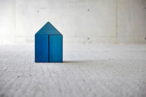 Model house made of building bricks on a construction site Fotos de archivo