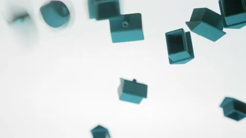 Model houses symbol of fall down economy crash. Building in miniature house Stock Footage 165182801