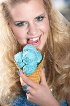 Model with icecream Stock Photos
