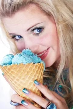 Model with icecream Stock Photos