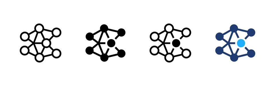 Model icon. Abstract AI or technological model with connected nodes. Symbol.. Stock Illustration
