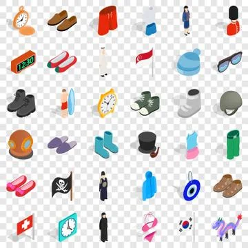 Model icons set, isometric style Stock Illustration