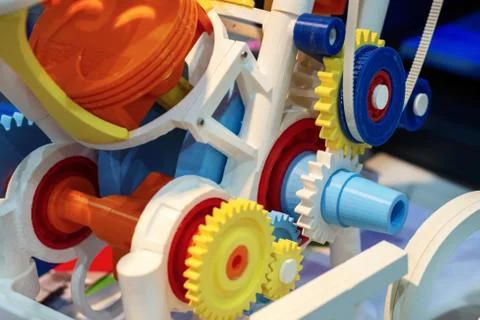 The model of an internal combustion engine made of plastic on a 3d printer. Foto stock