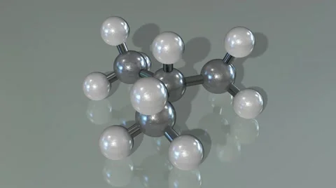 The Model of the Isobutane Molecule on Gray Background Video stock 56343283