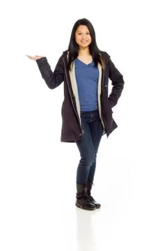 Model isolated hand gesture presenting Stock Photos