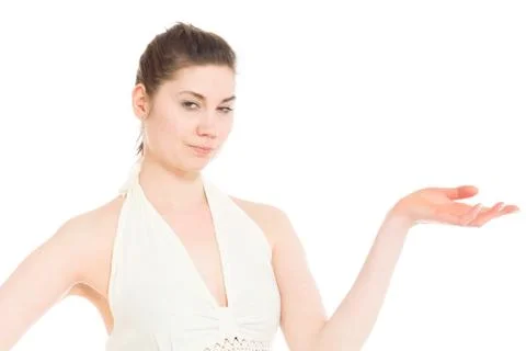 Model isolated hand gesture presenting Stock Photos