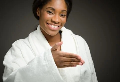 Model isolated with hand shake Stock Photos