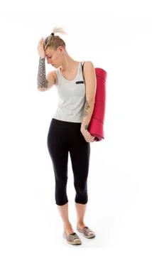 Model isolated on plain background ashamed hiding face in hand Stock Photos