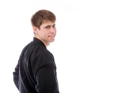 Model isolated on plain background back turning around Stock Photos