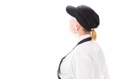 Model isolated on plain background back looking behind Stock Photos