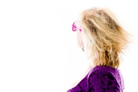 Model isolated on plain background back looking behind Stock Photos