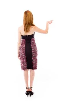 Model isolated on plain background back pointing Stock Photos