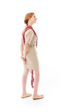 Model isolated on plain background back looking behind Stock Photos