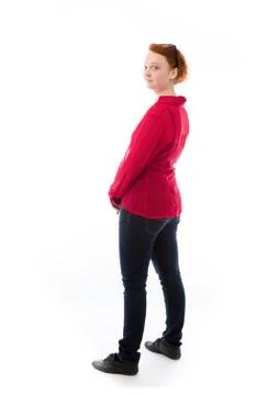 Model isolated on plain background back turning around Stock Photos