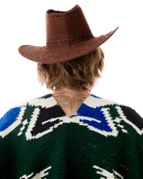 Model isolated on plain background back hands on hips Stock Photos