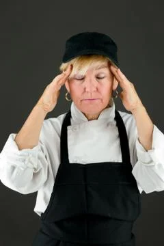 Model isolated on plain background confused headache Stock Photos