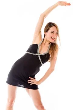 Model isolated on plain background exercising stretching Stock Photos