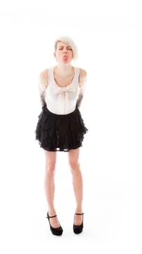 Model isolated on plain background face sticking tongue out Stock Photos