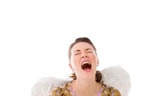 Model isolated on plain background furious screaming Stock Photos