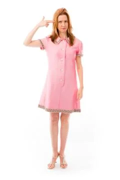 Model isolated on plain background hand gesture gun Stock Photos